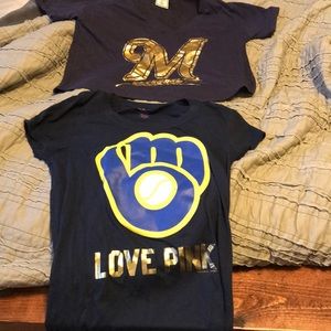 Two Milwaukee Brewers shirts (xs-s)